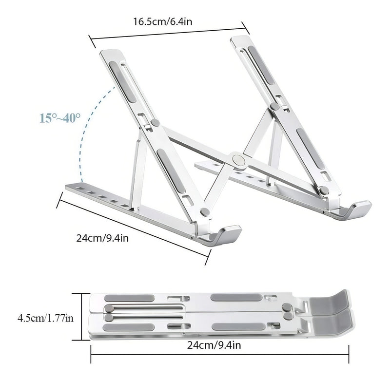 Base Suporte Para PC Notebook Alumínio Portátil Articulado Dobrável Tablet Laptop Mesa